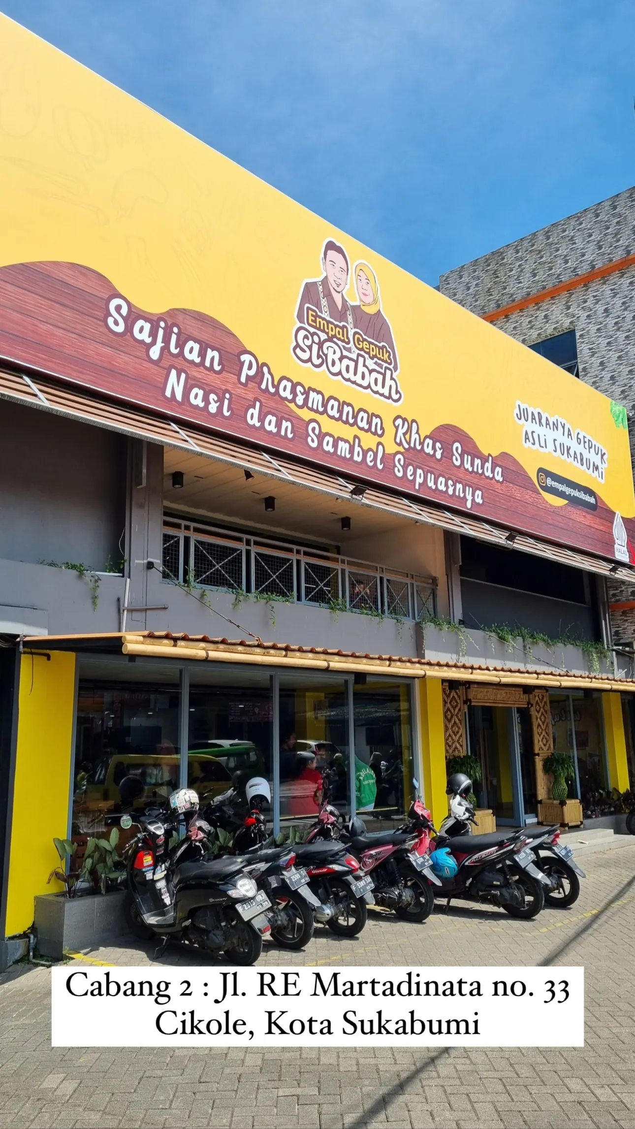 Tampak luar cabang Kota Sukabumi RM Empal Gepuk Sibabah di Jl. RE. Martadinata No. 33